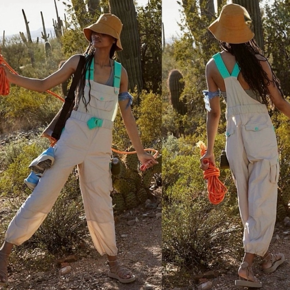 Free People Movement Morning Meadow Jumpsuit in Oatmilk Spearmint Size Small NWT